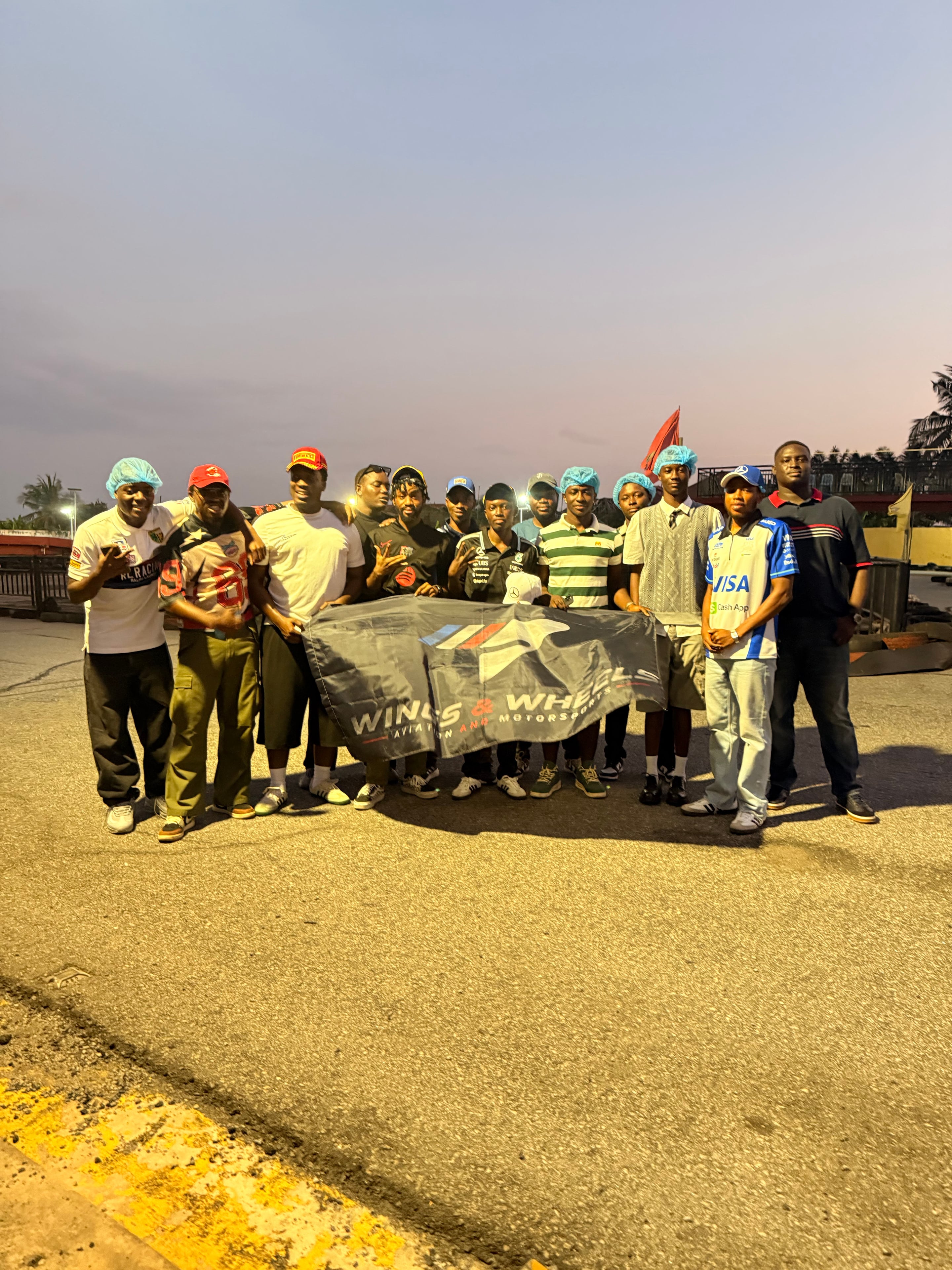 The Wings & Wheels crew at golden hour